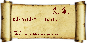 Káplár Hippia névjegykártya